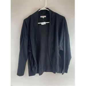 SOCIALITE Sweater XS Extra-Small Black Open Cardigan Waffle-Knit Ribbed NWT